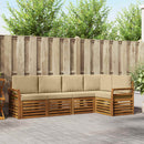 Sektionalsofa sæt 5 pcs Naturlig og Beige Massivt Akacietræ