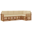 Sektionalsofa sæt 5 pcs Naturlig og Beige Massivt Akacietræ