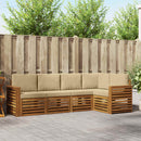 Sektionalsofa sæt 5 pcs Naturlig og Beige Massivt Akacietræ