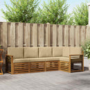 Sektionalsofa sæt 5 pcs Naturlig og Beige Massivt Akacietræ