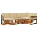 Sektionalsofa sæt 5 pcs Naturlig og Beige Massivt Akacietræ