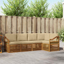 Sektionalsofa sæt 5 pcs Naturlig og Beige Massivt Akacietræ