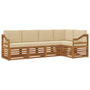 Sektionalsofa sæt 5 pcs Naturlig og Beige Massivt Akacietræ