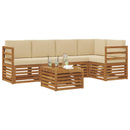 Sektionalsofa sæt 6 pcs Naturlig og Beige Massivt Akacietræ