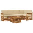 Sektionalsofa sæt 6 pcs Naturlig og Beige Massivt Akacietræ