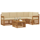 Sektionalsofa sæt 6 pcs Naturlig og Beige Massivt Akacietræ