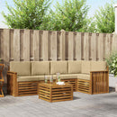 Sektionalsofa sæt 6 pcs Naturlig og Beige Massivt Akacietræ