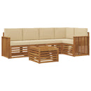 Sektionalsofa sæt 6 pcs Naturlig og Beige Massivt Akacietræ