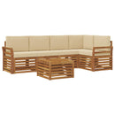 Sektionalsofa sæt 6 pcs Naturlig og Beige Massivt Akacietræ