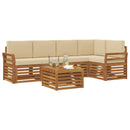 Sektionalsofa sæt 6 pcs Naturlig og Beige Massivt Akacietræ