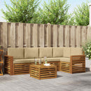 Sektionalsofa sæt 6 pcs Naturlig og Beige Massivt Akacietræ