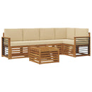 Sektionalsofa sæt 6 pcs Naturlig og Beige Massivt Akacietræ