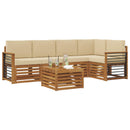 Sektionalsofa sæt 6 pcs Naturlig og Beige Massivt Akacietræ