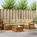 Sektionalsofa sæt 6 pcs Naturlig og Beige Massivt Akacietræ