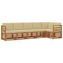 Sektionalsofa sæt 6 pcs Naturlig og Beige Massivt Akacietræ