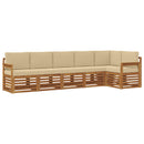 Sektionalsofa sæt 6 pcs Naturlig og Beige Massivt Akacietræ