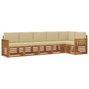 Sektionalsofa sæt 6 pcs Naturlig og Beige Massivt Akacietræ