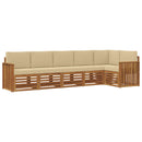 Sektionalsofa sæt 6 pcs Naturlig og Beige Massivt Akacietræ
