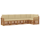 Sektionalsofa sæt 6 pcs Naturlig og Beige Massivt Akacietræ