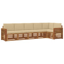 Sektionalsofa sæt 6 pcs Naturlig og Beige Massivt Akacietræ