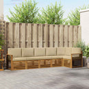 Sektionalsofa sæt 6 pcs Naturlig og Beige Massivt Akacietræ