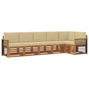 Sektionalsofa sæt 6 pcs Naturlig og Beige Massivt Akacietræ