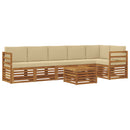 Sektionalsofa sæt 7 pcs Naturlig og Beige Massivt Akacietræ