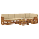 Sektionalsofa sæt 7 pcs Naturlig og Beige Massivt Akacietræ
