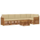 Sektionalsofa sæt 7 pcs Naturlig og Beige Massivt Akacietræ