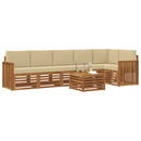 Sektionalsofa sæt 7 pcs Naturlig og Beige Massivt Akacietræ