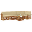 Sektionalsofa sæt 7 pcs Naturlig og Beige Massivt Akacietræ