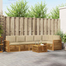 Sektionalsofa sæt 7 pcs Naturlig og Beige Massivt Akacietræ