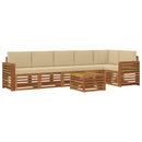 Sektionalsofa sæt 7 pcs Naturlig og Beige Massivt Akacietræ