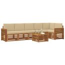 Sektionalsofa sæt 7 pcs Naturlig og Beige Massivt Akacietræ
