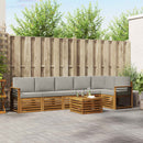 Sektionalsofa sæt 7 pcs Naturlig og Lys Grå Massivt Akacietræ