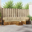 Sektionalsofa sæt 7 pcs Naturlig og Beige Massivt Akacietræ