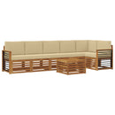 Sektionalsofa sæt 7 pcs Naturlig og Beige Massivt Akacietræ