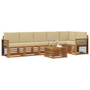 Sektionalsofa sæt 7 pcs Naturlig og Beige Massivt Akacietræ