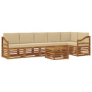 Sektionalsofa sæt 7 pcs Naturlig og Beige Massivt Akacietræ
