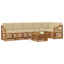 Sektionalsofa sæt 7 pcs Naturlig og Beige Massivt Akacietræ