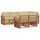 Sektionalsofa sæt 7 pcs Naturlig og Beige Massivt Akacietræ