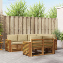 Sektionalsofa sæt 7 pcs Naturlig og Beige Massivt Akacietræ