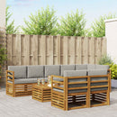 Sofasæt med pude 9 pcs Naturlig og Lys Grå Massivt Akacietræ