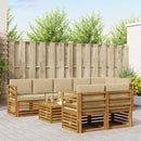 Sofasæt med pude 9 pcs Naturlig og Beige Massivt Akacietræ