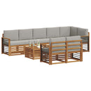 Sofasæt med pude 9 pcs Naturlig og Lys Grå Massivt Akacietræ