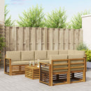 Sofasæt med pude 9 pcs Naturlig og Beige Massivt Akacietræ
