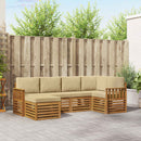 Sektionalsofa sæt 6 pcs Naturlig og Beige Massivt Akacietræ