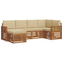 Sektionalsofa sæt 6 pcs Naturlig og Beige Massivt Akacietræ