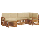 Sektionalsofa sæt 6 pcs Naturlig og Beige Massivt Akacietræ