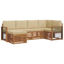 Sektionalsofa sæt 6 pcs Naturlig og Beige Massivt Akacietræ
